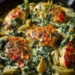One Pan Creamy Spinach Artichoke Chicken First Image