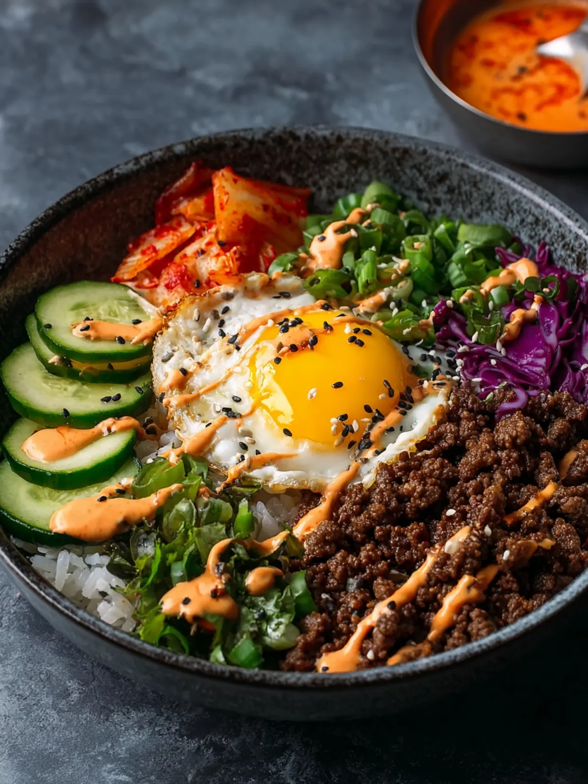 Ground Beef Bulgogi Bowls with Creamy Kimchi Sauce First Image