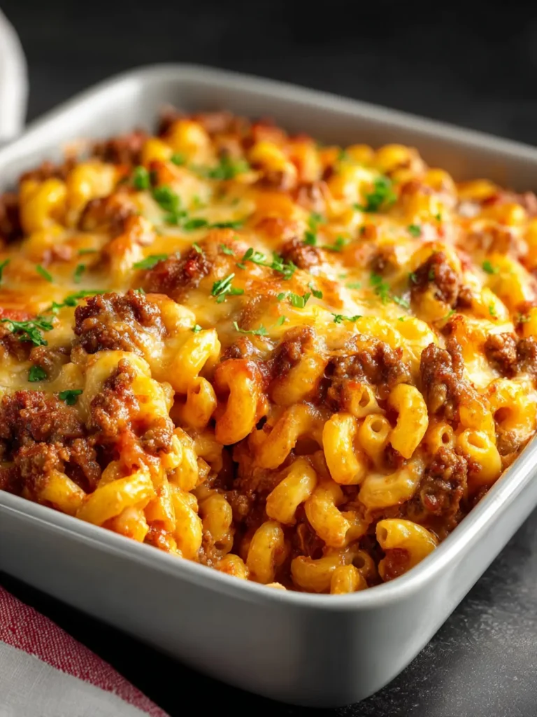 Cheesy Beef and Macaroni Casserole First Image