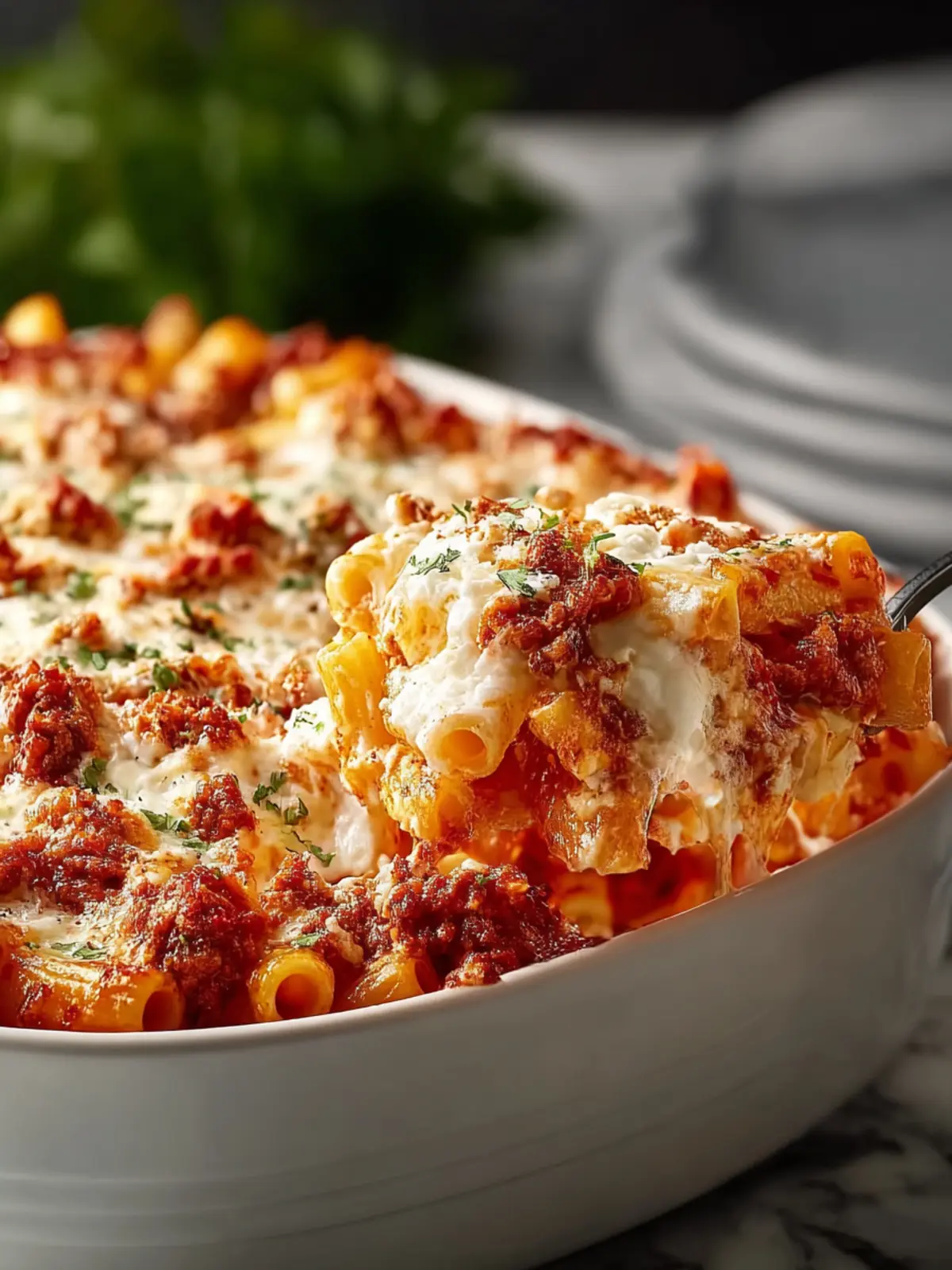 Healthy High Protein Cottage Cheese Baked Ziti First Image